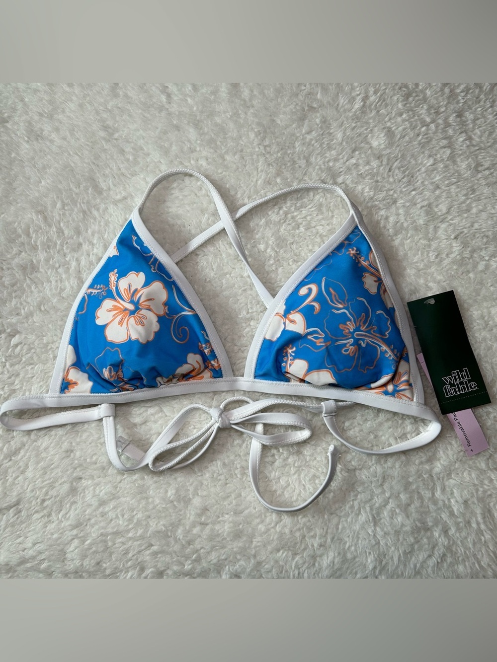 Wild Fable Women’s Blue Floral Bikini Top Small NEW